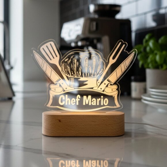 Personalized Chef Night Light – Fun Culinary Gift Nightlight - Picture 8 of 8